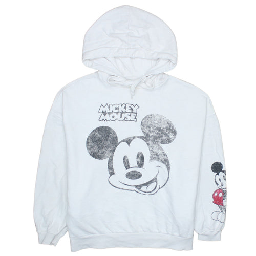 Sinsay Women White Mickey Mouse Pullover Hoodie Size M Disney Graphic