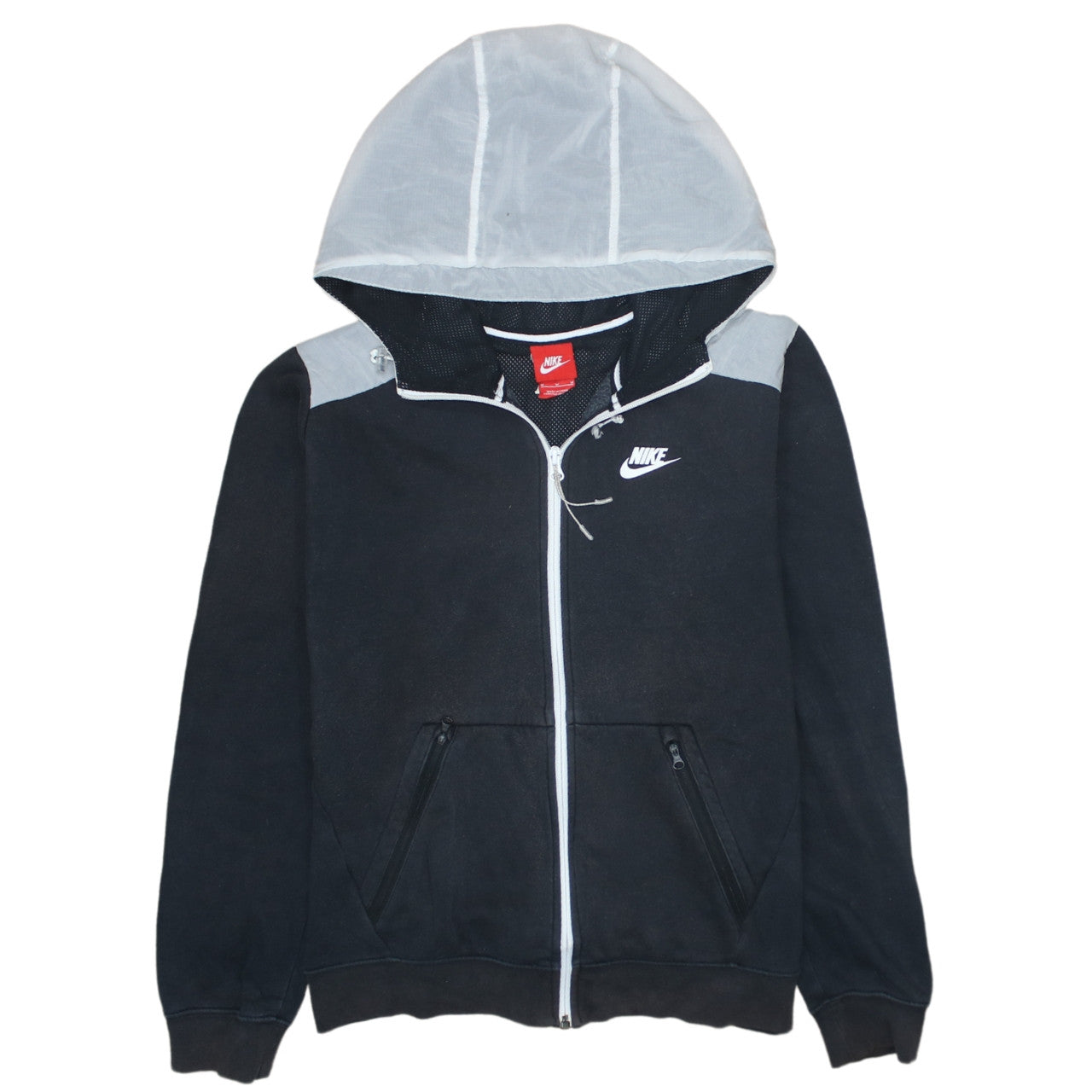 Nike Men's Black Grey Full Zip Hoodie Jacket Size M Cotton Blend