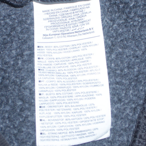 Nike Men's Black Grey Full Zip Hoodie Jacket Size M Cotton Blend