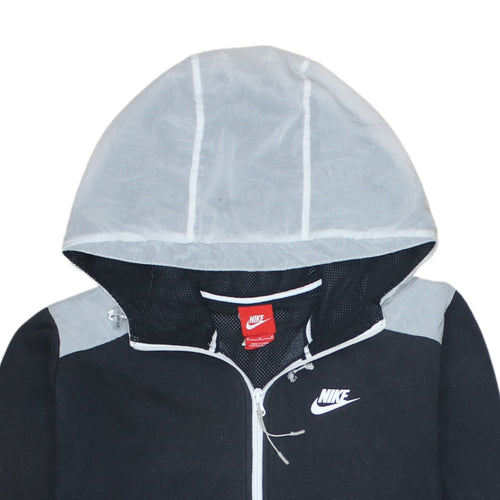 Nike Men's Black Grey Full Zip Hoodie Jacket Size M Cotton Blend
