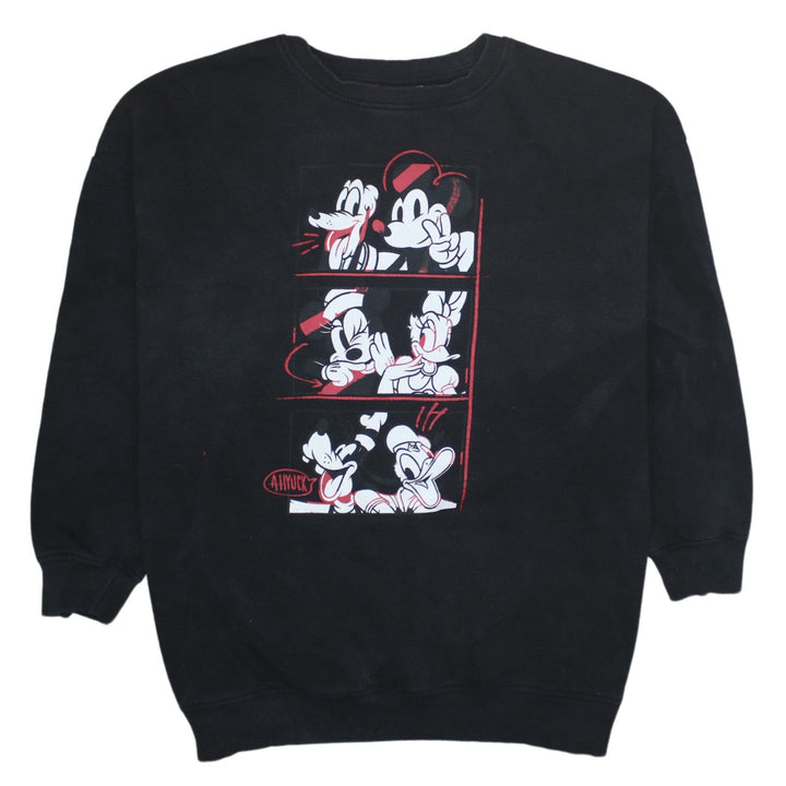 Disney x Primark Cares Black Mickey Mouse Crew Neck Sweatshirt Women M 12/14