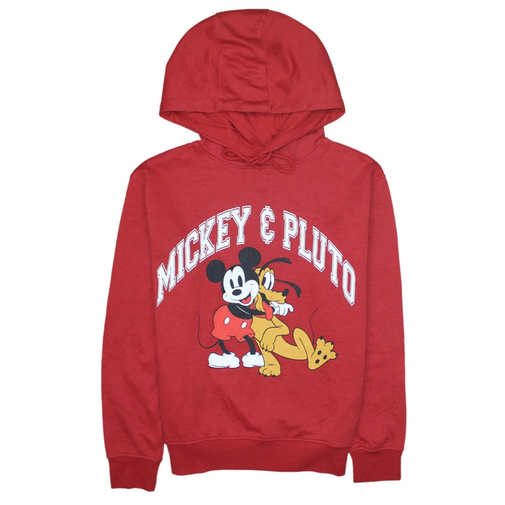 Disney Womens Red Hoodie XS Mickey & Pluto Graphic Pullover