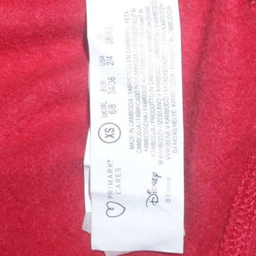 Disney Womens Red Hoodie XS Mickey & Pluto Graphic Pullover