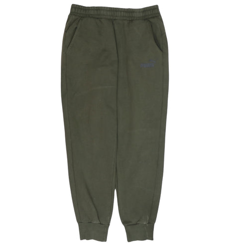 Puma Mens Green Jogger Sweatpants M Elastic Waist Fleece Lined