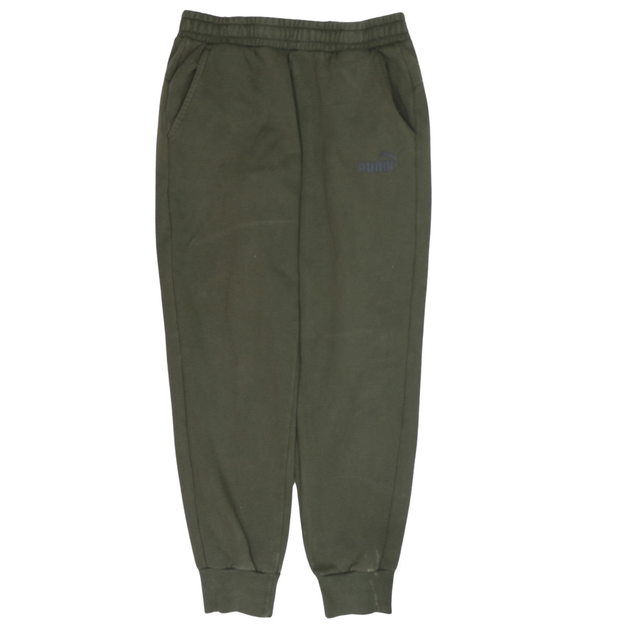 Puma Mens Green Jogger Sweatpants M Elastic Waist Fleece Lined
