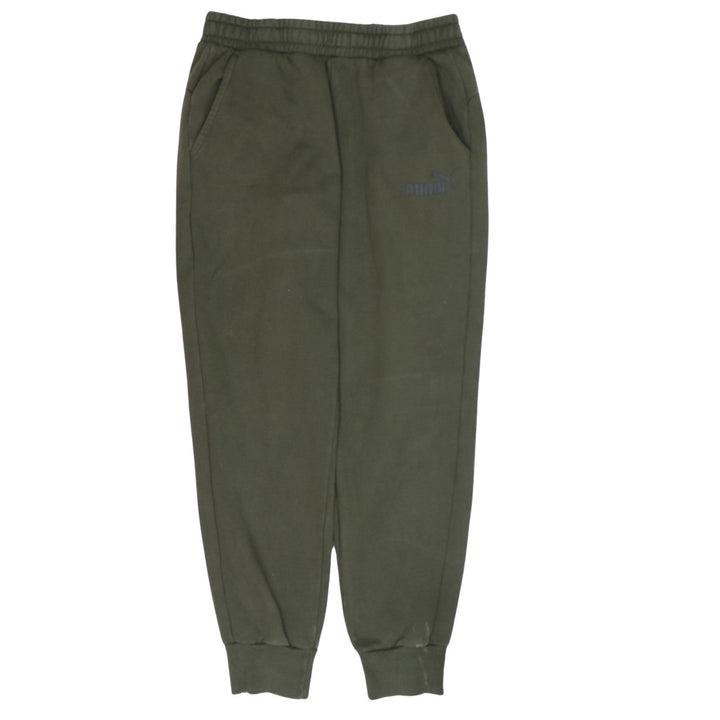 Puma Mens Green Jogger Sweatpants M Elastic Waist Fleece Lined