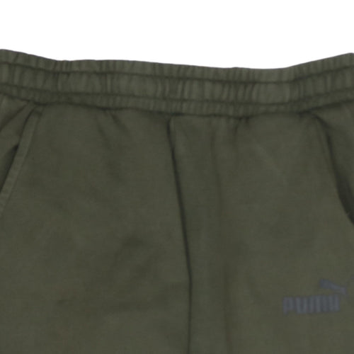 Puma Mens Green Jogger Sweatpants M Elastic Waist Fleece Lined