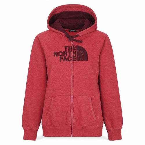 The North Face Womens Red Full Zip Hoodie Size M Cotton Blend