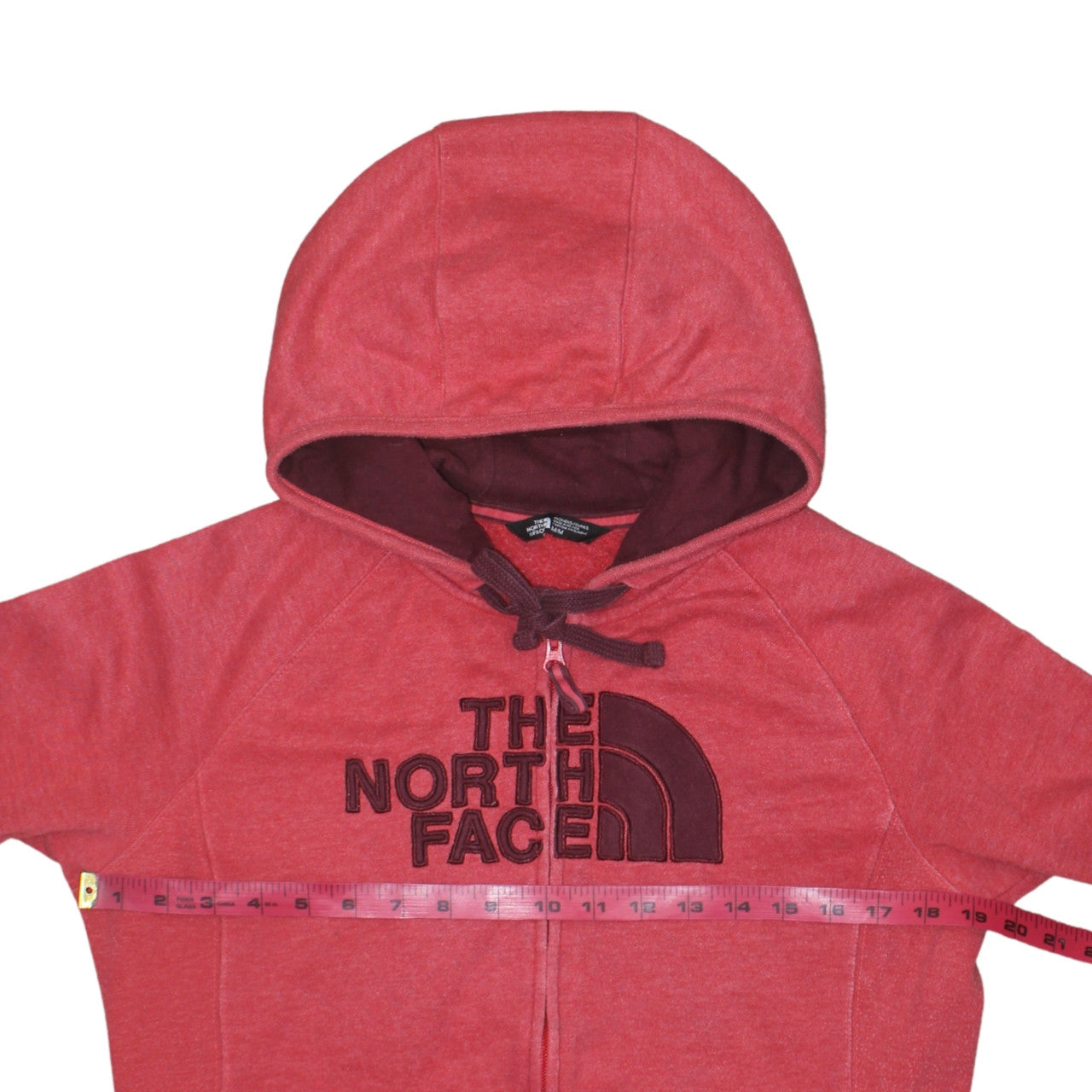 The North Face Womens Red Full Zip Hoodie Size M Cotton Blend