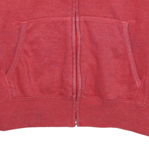 The North Face Womens Red Full Zip Hoodie Size M Cotton Blend