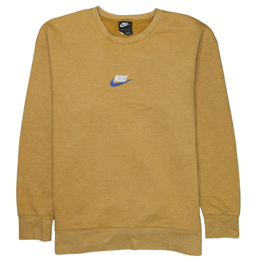 Nike Mens Yellow Pullover Crew Neck Sweatshirt L Regular Fit