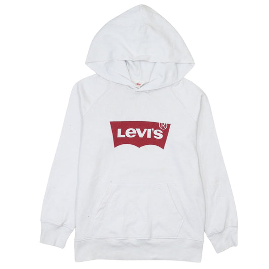 Levi's Men's White XS Hooded Cotton Logo Sweatshirt