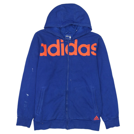 Adidas Men's Blue Full Zip Hoodie Size L Climalite Sportswear