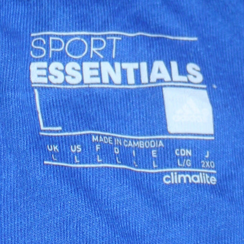 Adidas Men's Blue Full Zip Hoodie Size L Climalite Sportswear