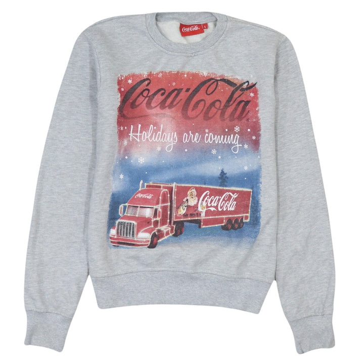 Coca-Cola Mens Grey Christmas Sweatshirt S Pullover Graphic Print
