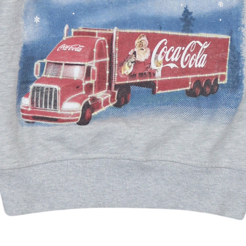 Coca-Cola Mens Grey Christmas Sweatshirt S Pullover Graphic Print