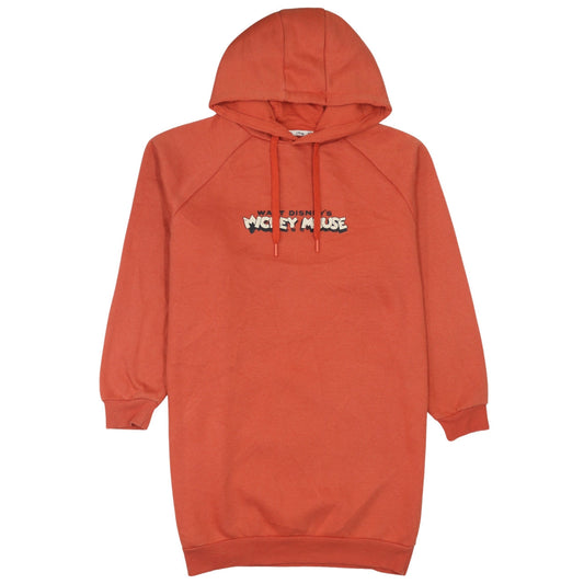Disney Womens Orange Mickey Mouse Pullover Hoodie Dress XS