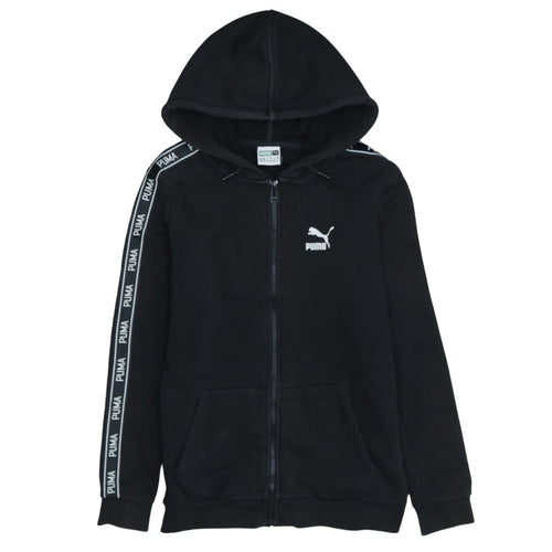 Puma Womens Black Size 6 Full Zip Hoodie with Logo Trim