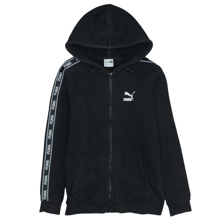 Puma Womens Black Size 6 Full Zip Hoodie with Logo Trim