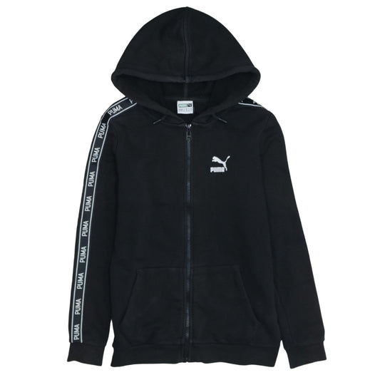 Puma Womens Black Size 6 Full Zip Hoodie with Logo Trim