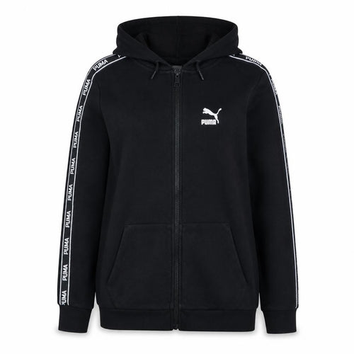 Puma Womens Black Size 6 Full Zip Hoodie with Logo Trim
