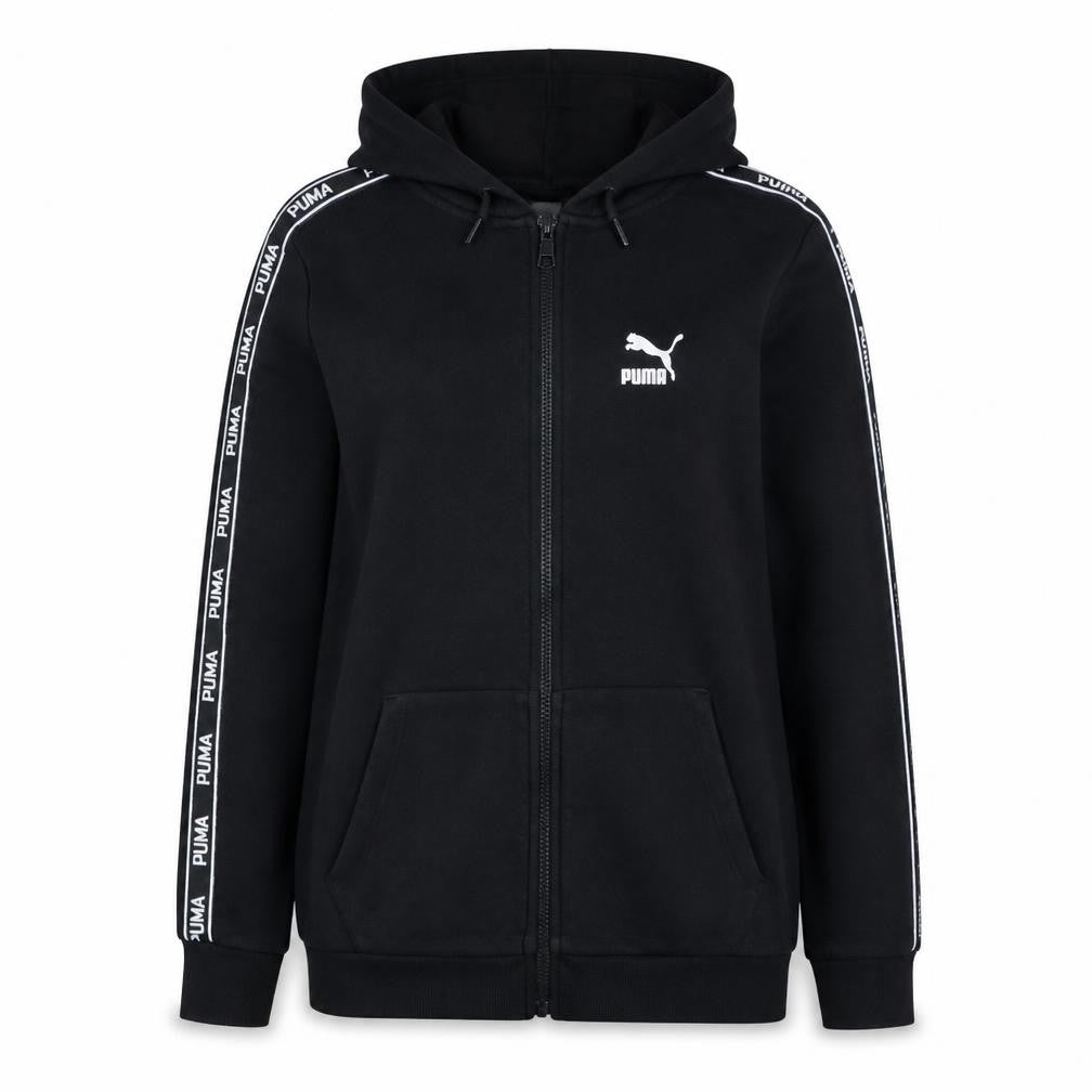 Puma Womens Black Size 6 Full Zip Hoodie with Logo Trim
