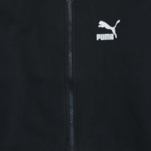 Puma Womens Black Size 6 Full Zip Hoodie with Logo Trim