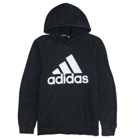 adidas Mens Black Pullover Hoodie Medium Logo Graphic Sportswear