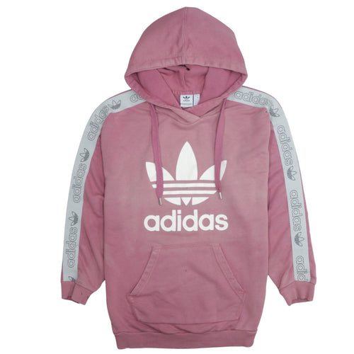 Adidas Womens Pink Pullover Hoodie Size 8 Logo Graphic Hooded Sweatshirt