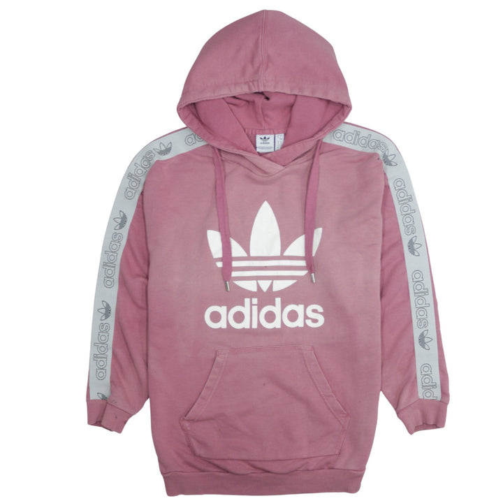 Adidas Womens Pink Pullover Hoodie Size 8 Logo Graphic Hooded Sweatshirt