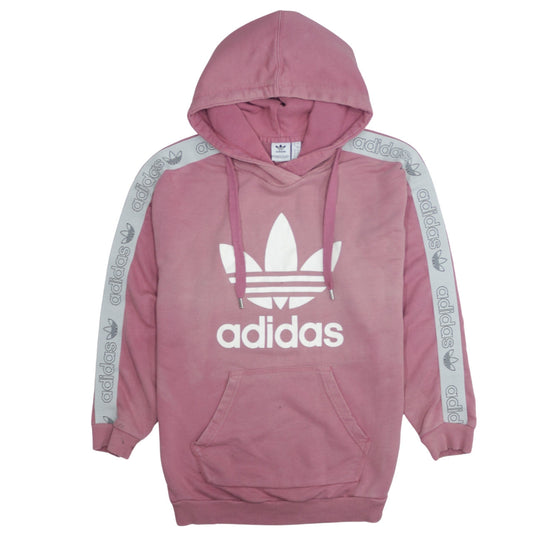Adidas Womens Pink Pullover Hoodie Size 8 Logo Graphic Hooded Sweatshirt