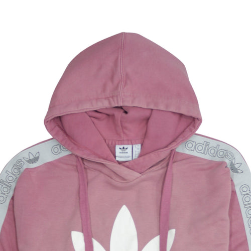 Adidas Womens Pink Pullover Hoodie Size 8 Logo Graphic Hooded Sweatshirt