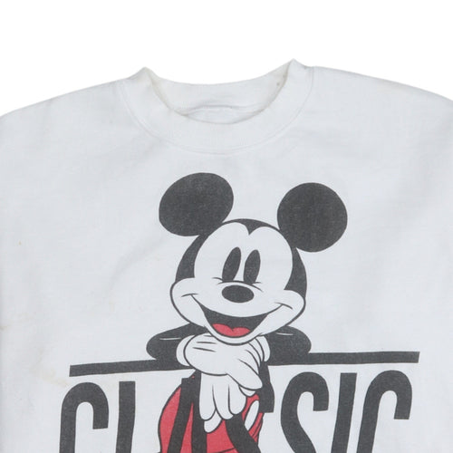 Disney Men's White Mickey Mouse Classic Graphic Sweatshirt M