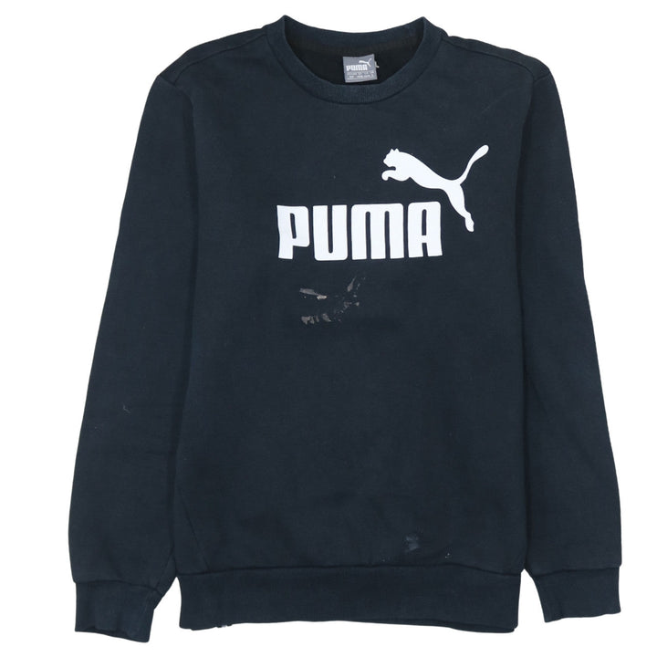 Puma Men's Black Small Pullover Sweatshirt Crew Neck Logo Sportswear