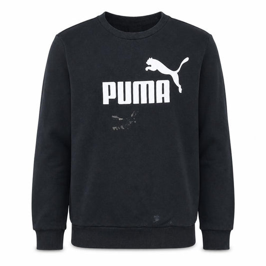 Front view of Puma Men's Black Small Pullover Sweatshirt Crew Neck Logo Sportswear