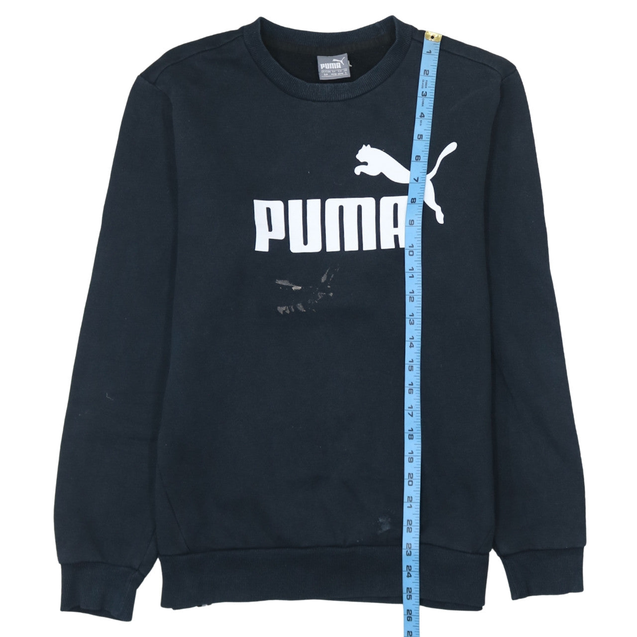 Puma Men's Black Small Pullover Sweatshirt Crew Neck Logo Sportswear