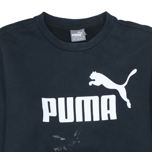 Puma Men's Black Small Pullover Sweatshirt Crew Neck Logo Sportswear