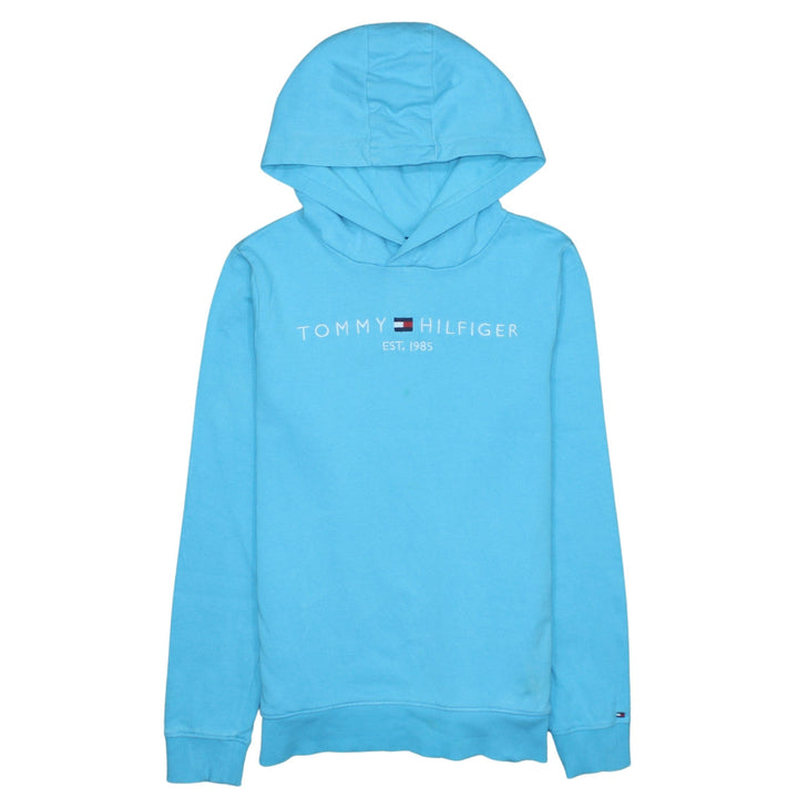 Tommy Hilfiger Boys Blue Pullover Hoodie Size 164 Cotton Logo Design