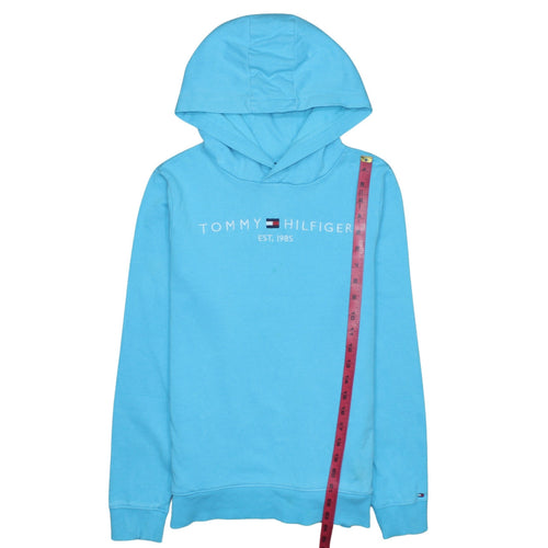 Tommy Hilfiger Boys Blue Pullover Hoodie Size 164 Cotton Logo Design