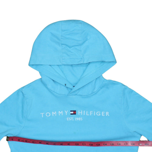 Tommy Hilfiger Boys Blue Pullover Hoodie Size 164 Cotton Logo Design