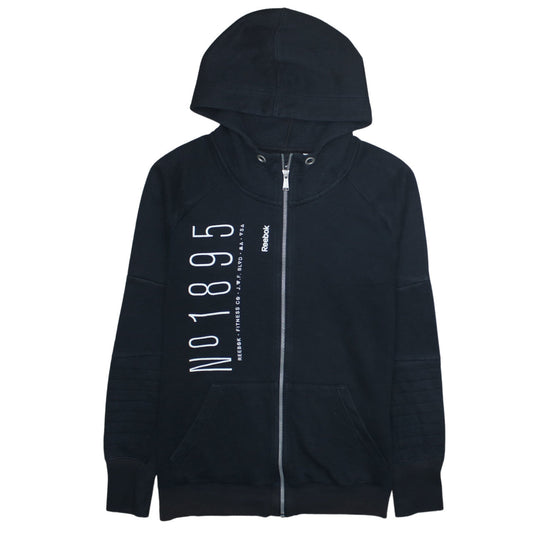 Reebok Women's Black Full Zip Hoodie Size M 12-14 Hooded Sweatshirt