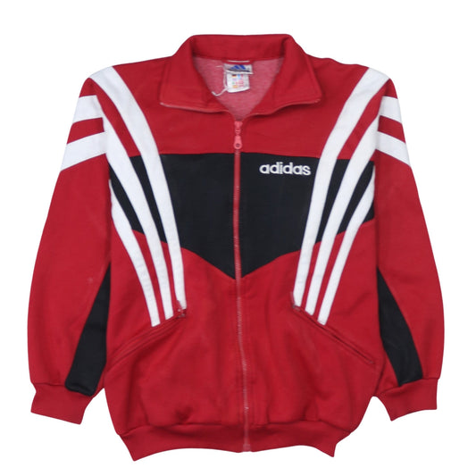 Adidas Womens Red Black Full Zip Sweatshirt Size 16 Classic Fit