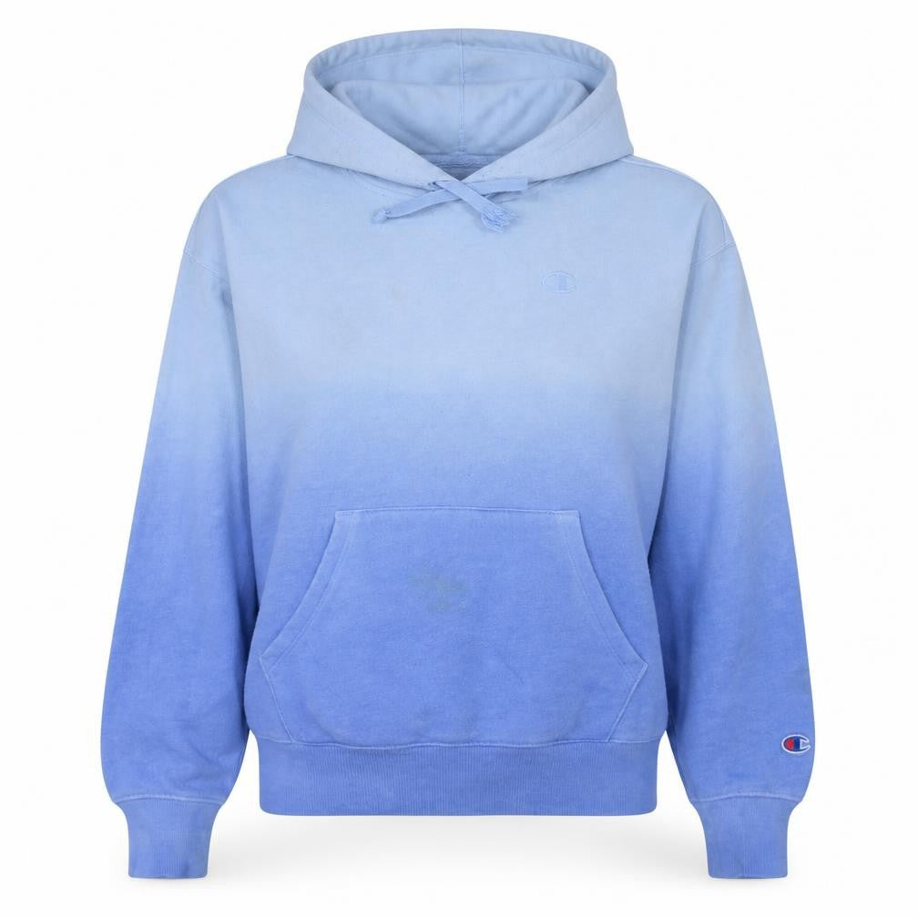 Front view of Champion Women Blue Ombre Hoodie S Cotton Blend Pullover