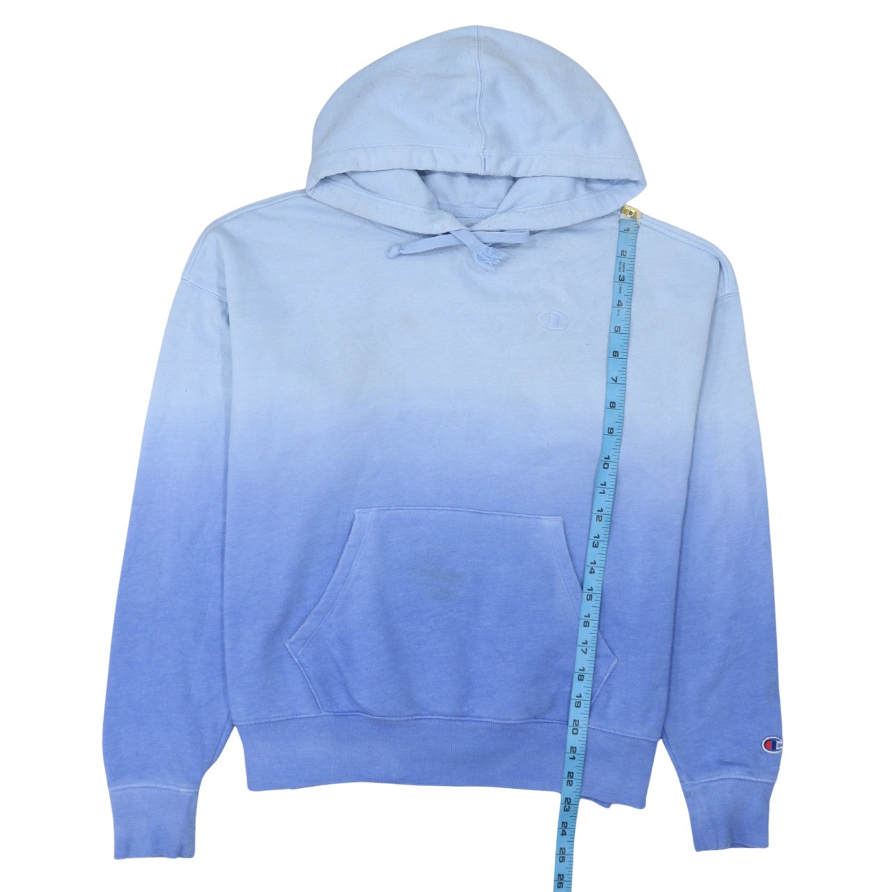Champion Women Blue Ombre Hoodie S Cotton Blend Pullover