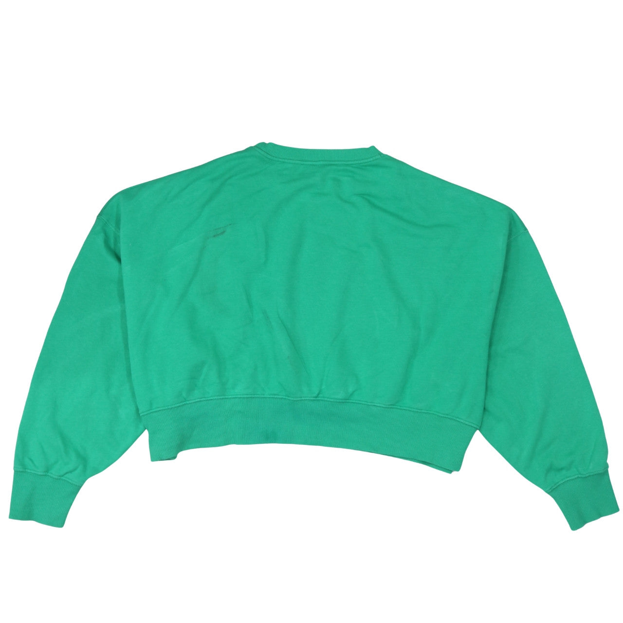 Nike Womens Green Cropped Pullover Sweatshirt M Logo Crew Neck