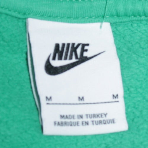 Nike Womens Green Cropped Pullover Sweatshirt M Logo Crew Neck