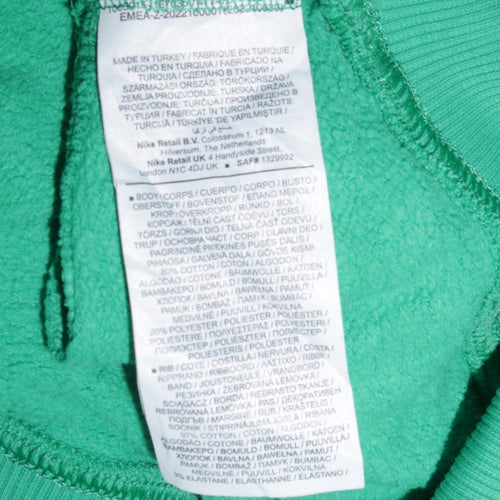 Nike Womens Green Cropped Pullover Sweatshirt M Logo Crew Neck