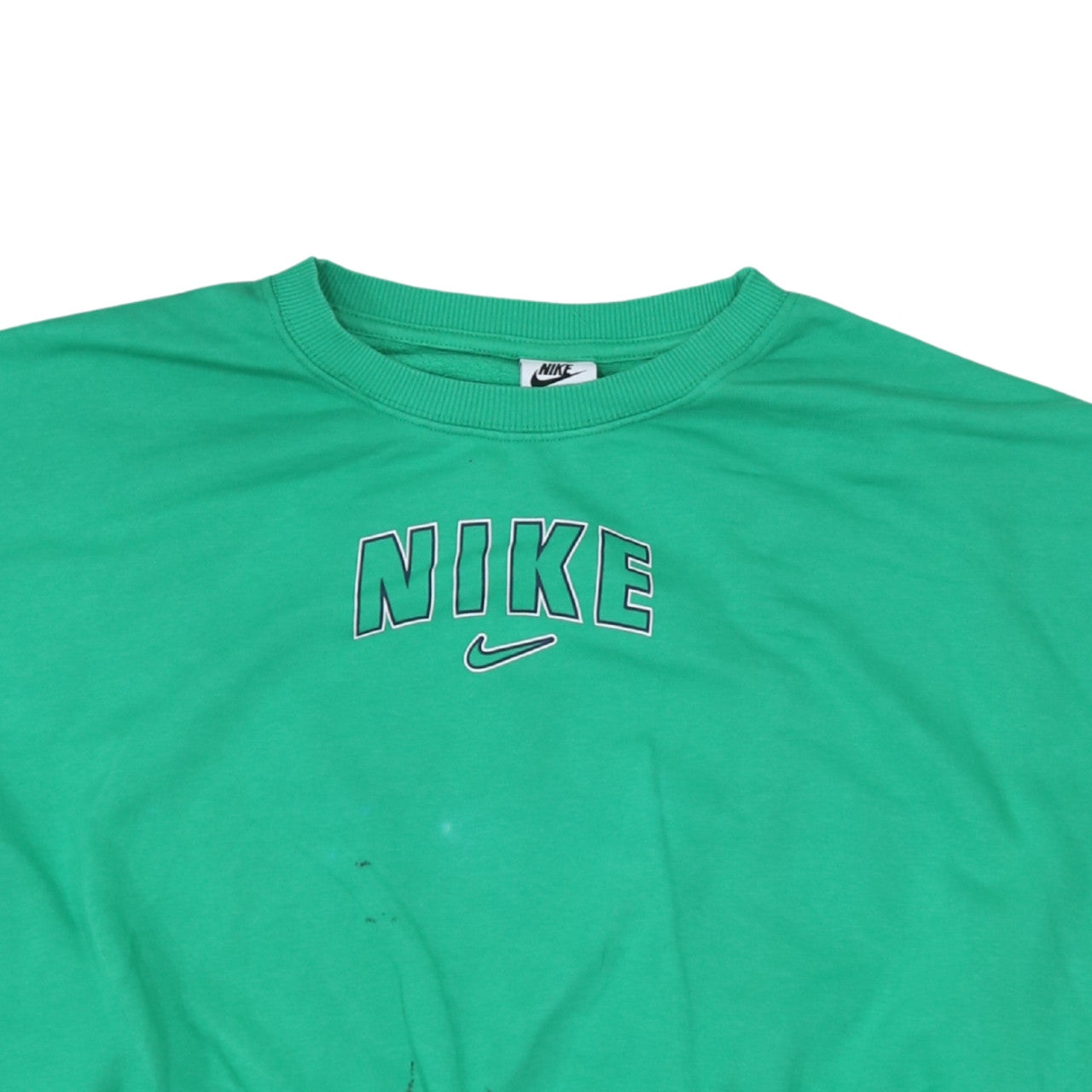Nike Womens Green Cropped Pullover Sweatshirt M Logo Crew Neck