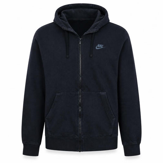 Front view of Nike Men's Black Full Zip Hoodie S Tall Fleece Sportswear