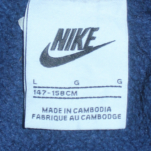 Nike Boys Blue Pullover Hoodie L 147-158cm Cotton Blend Casual Sportswear
